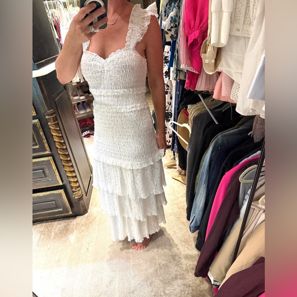 SAYLOR White Lace Tiered Maxi Dress